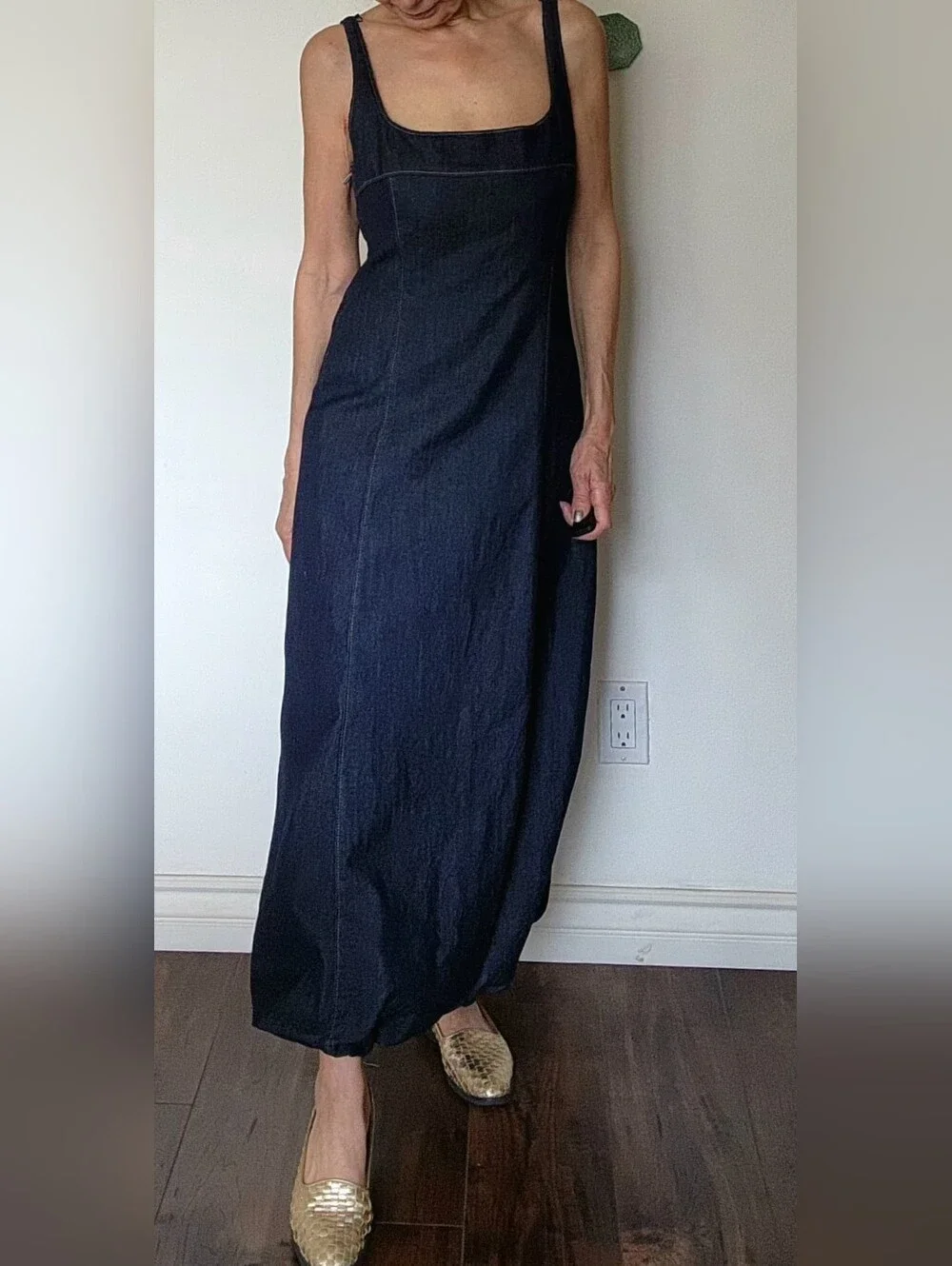 NWT ZARA Denim Baloon Dress- Dark Indigo Maxi - Picture 1 of 6